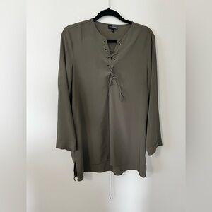 Women's Olive Lace-Up Blouse